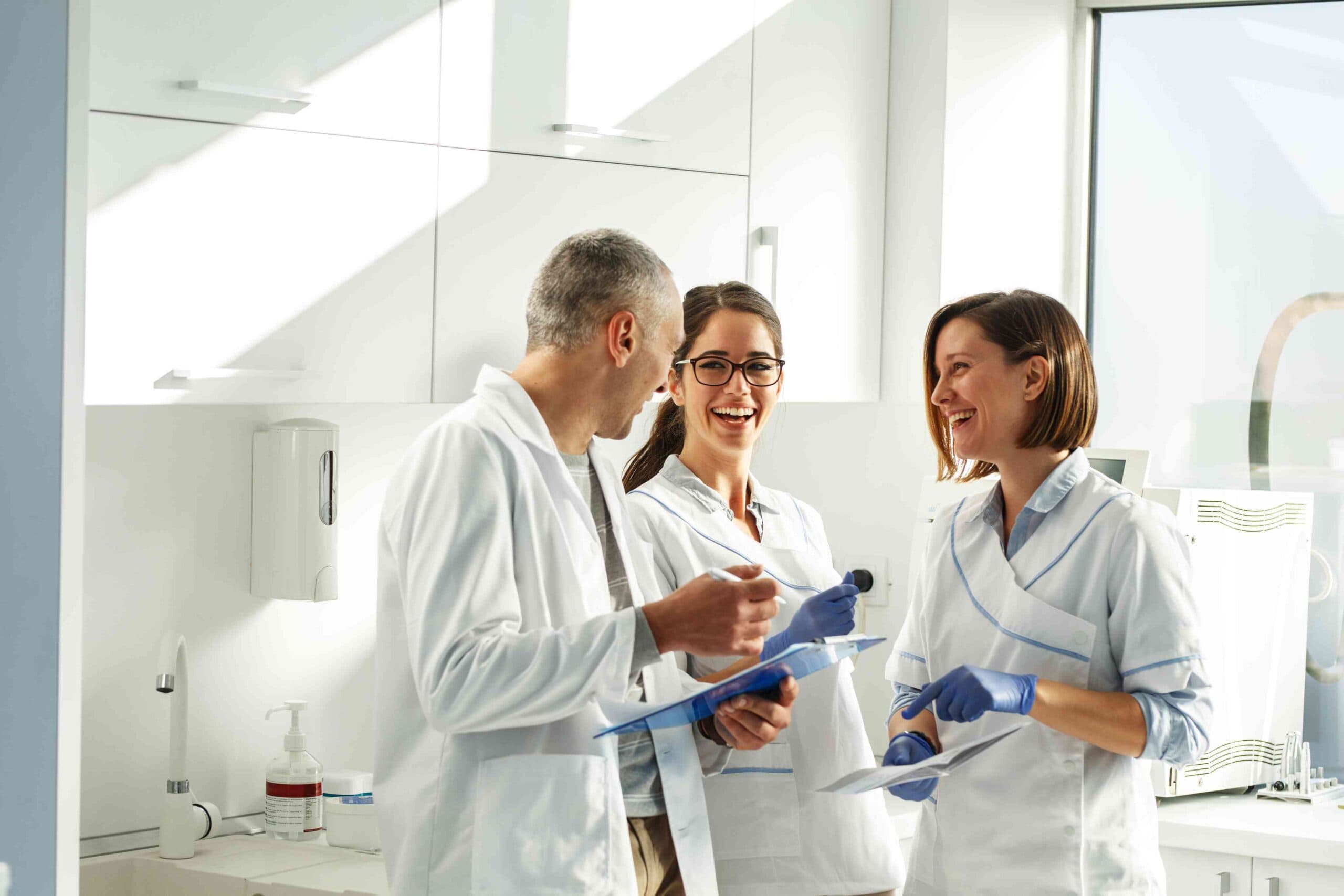 doctors talking in clinic